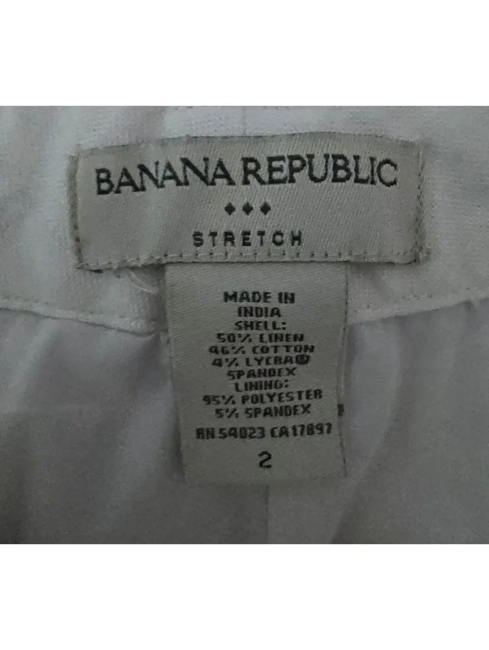 Banana Republic White Linen Blend Stretch Pants Size 2